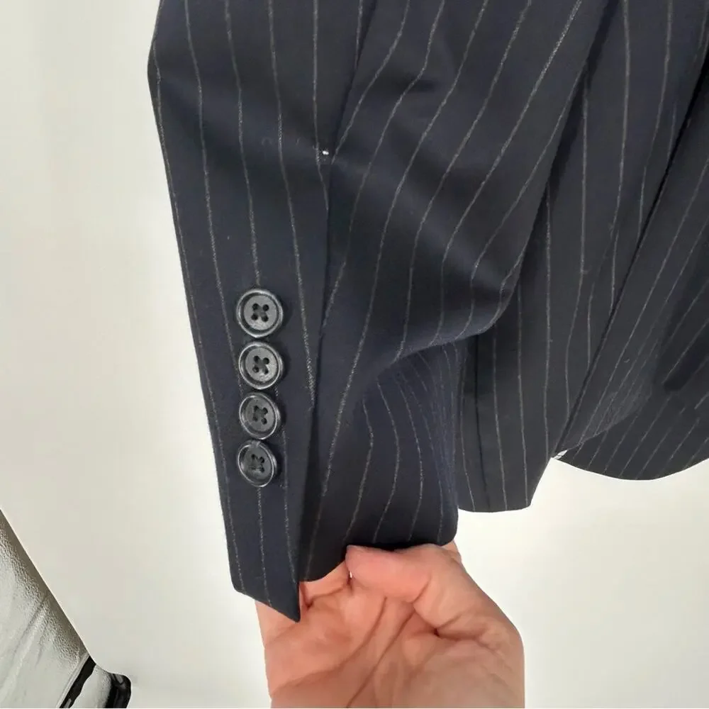 J.‎ CREW Navy Pinstripe Blazer Size 46R Business Casual 100% Wool
